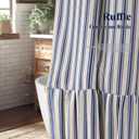 Farmhouse Shower Curtain with Ruffle Hem Linen Shower Curtains for Bathroom Country Vintage Rustic Natural Fabric, Cream-Blue Stripe 72" W x 72" L