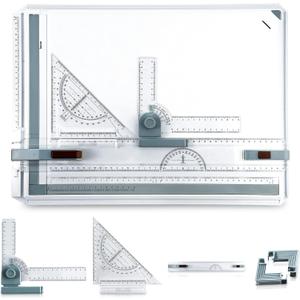 Zonon A3 Portable Drawing Board, Multi-Function Metric Drafting Table Drafting Board with Clear Rule Parallel Motion and Angle Adjustable Measuring System(A3)