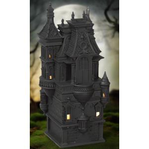 Halloween Haunted House Decor, Victorian Gothic Style, 12 Inches High, LED Light-Up, Black