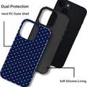 Trendy Cute Hybrid 2 Layer Navy Blue Polka Dot Phone Case for iPhone 16,Navy