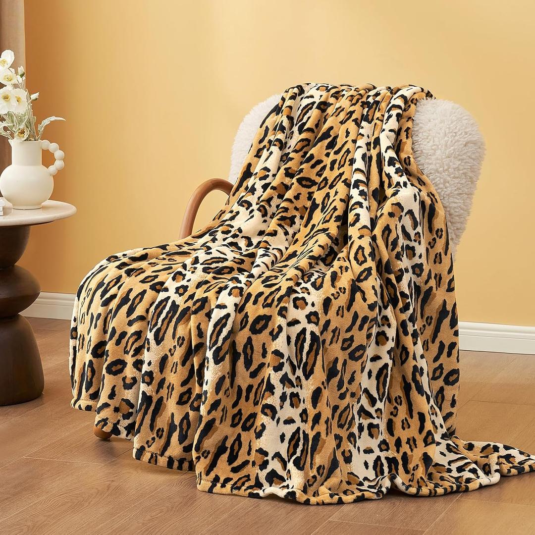 Cozy Bliss Leopard Print Fuzzy Blanket Throw for Bed & Couch - Thick Soft Warm Fleece Blankets for Room Decor, for Kids, Women Men Girls, Brown Cheetah 100"*120" (Large King (100" x 120"))