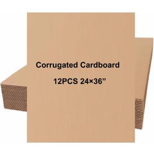 12PACK Corrugated Cardboard Sheets 24 x 36" Large Flat CardBoards Sheet Squares 1/8 inch Think for Craft, Shipping,DIY Project,Painting