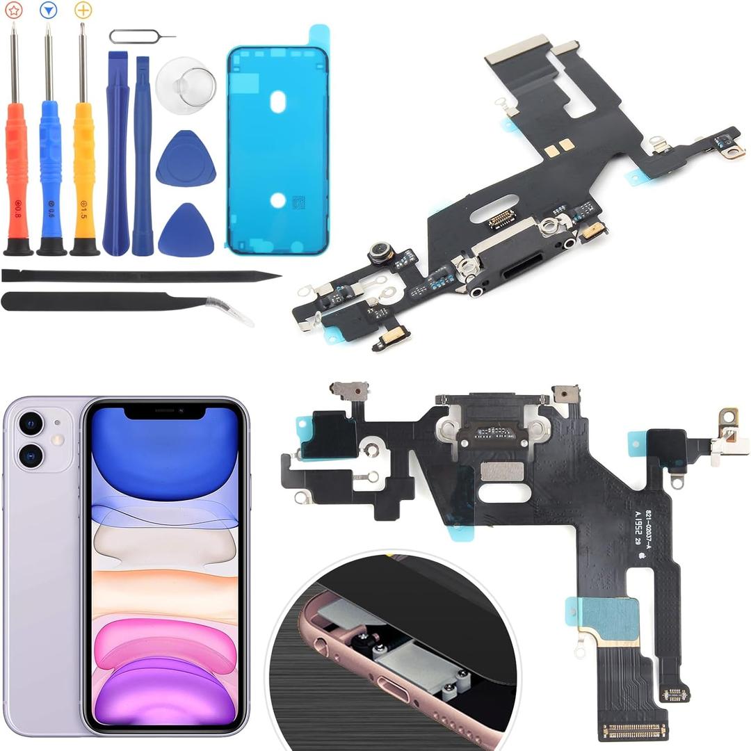 Dock Connector for iPhone 11 Charging Port Flex Cable Replacement for iPhone 11 USB Charger Dock Board Connector with Tools(Black)