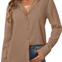 hearain Women's Button Down Shirts Long Sleeve Basic Classic Soft Shirt Collared Fashion Dressy Casual Blouses (Beige, S)
