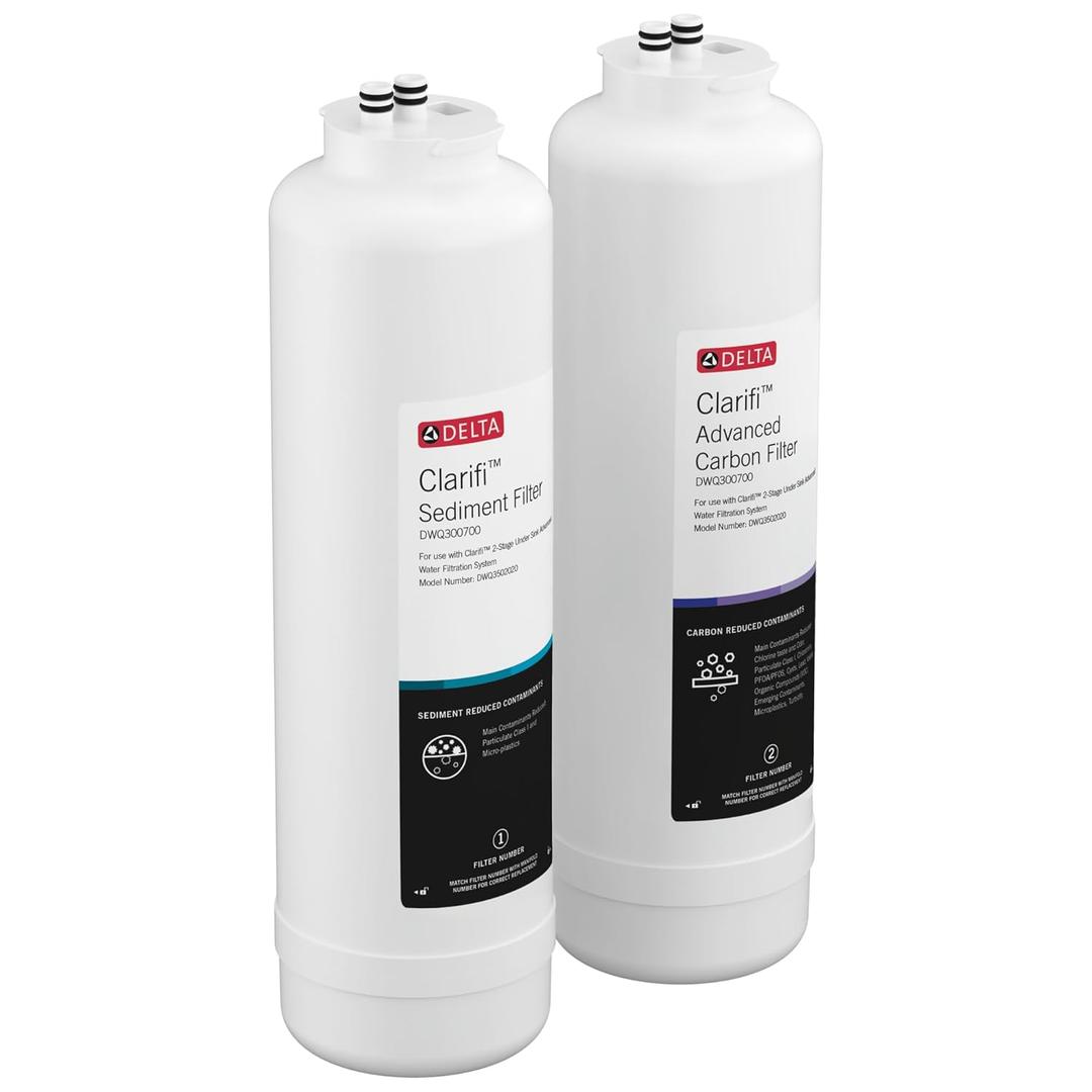 Delta Clarifi Sediment & Advanced Carbon Filter Replacement Pack for 2 Stage Under Sink Advanced Water Filter Systems, DWQ300700