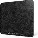 Attack Shark CM05 Contour Glass Gaming Mousepad,Nano-Micro-Etched Texture,Smooth Glass Surface,High Accuracy,Fast-Moving,Anti-Scratch,PU Leather Super Non-Slip Base,Large Size(450×400mm),Black contour, 17.7L x 15.7W inches