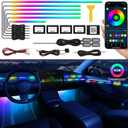 Dreamcolor Acrylic Interior Car LED Strip Light with Wireless APP, RGB 10 in 1 with 175 inches 593 LEDs Fiber Optic Ambient Lighting Kits, 16 Million Colors Sound Active Function Car Neon Lights