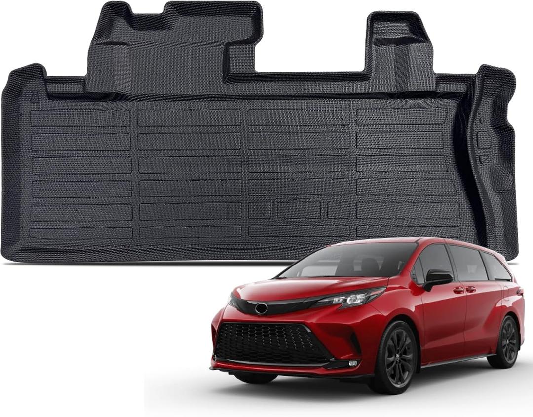 KUST Cargo Trunk Mat for 2021-2025 2026 Toyota Sienna Accessories, Rear Cargo Liner All Weather Car Mat, TPE Rubber, Raised Edge