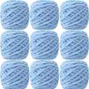 MESTOON 1/4/9 Pack Chunky Chenille Yarn 100g/3.05oz Thick Soft Velvet Baby Yarn for Crocheting Hand Knitting Sweater Scarf Blankets DIY Craft (Light Blue, 9 Pack)