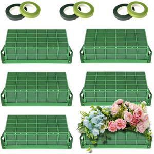 Floral Foam Cage, 6 Pack Foam Cage Blocks for Fresh Flower, Green Dry Flower Cage Holders for Artificial Flower Arrangement, Wedding Holiday, Interior and Garden Decorations