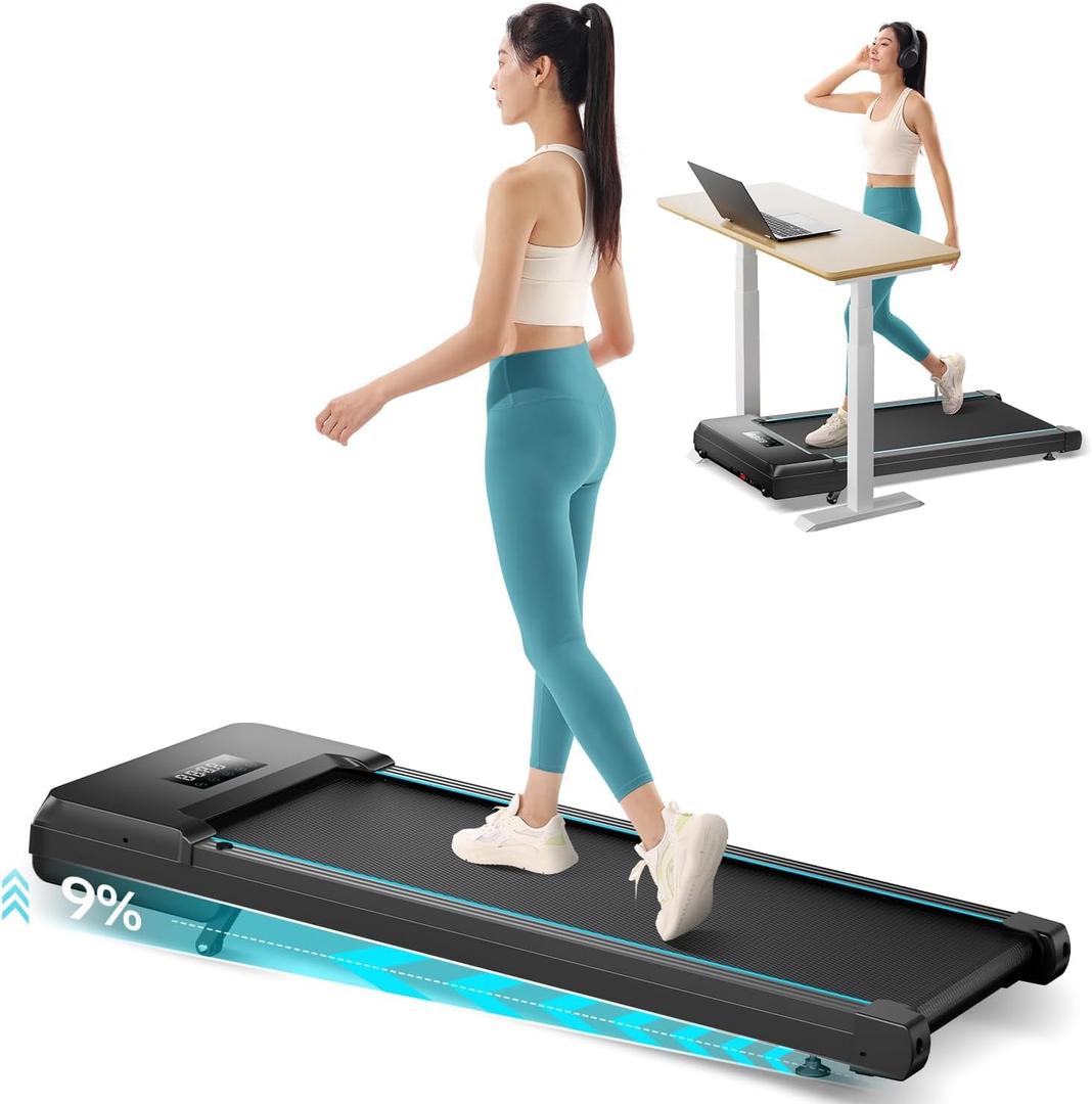 Walking Pad with Auto Incline, Under Desk Folding Treadmill with Remote Control and LED Display for Home Office, 3HP Portable Walking Jogging Running Machine, 300 LB Capacity