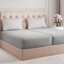 Split King Size 5 Piece Sheet Set - Comfy Breathable & Cooling Bed Sheets Set - Hotel Luxury Bedding for Women, Men, Kids, Teens, Boys & Girls - Deep Pockets and Wrinkle Free - Oeko-Tex - French Grey