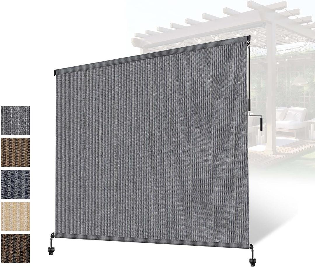 Outdoor Roller Shade for Patio, Exterior Cordless Blinds Patio Shades Roll Up Outdoor Blinds Screen for Porch Gazebo Pergola Backyard Privacy Protection,UV Sun Block Fade-Resistant 7ft Wide x 8 H, 84"W x 96"H