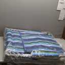 3-in-1 Beach Chair Face Holes, Lounge Chair Outdoor with Folding Side Table, 5-Position Recliner, Lay Flat, Removable Pillow, Heavy Duty, Max 330lbs, Poolside, Patio, Camping, Backyard Striped Blue