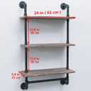 MBQQ 3 Tier Shelving Bathroom Pipe Shelves with Towel Bar Over Toilet, 24 inch Pine Wood Floating Shelves for Wall Mounted Bedroom,Kitchen, Farmhouse, Living Room