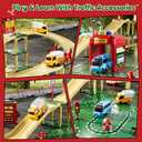 KIZONLY Puzzle Racer Kids Car Track Set, 4-Tier Race Tracks for Kids Ages 3-5 with 3 Cars, Traffic Parts, Trucks for Toddlers 2-4 Years, Floor Puzzle Tracks Car Gift for Boys Girls 3 4 5 Year Old
