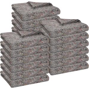 12 Pieces Moving Blankets Bulk 39 x 71 Inch Soft High Tensile Strength Cotton Fiber Packing Shipping Pads for One Time Moving High Tensile Strength Storage Blankets