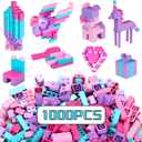 Building Bricks Set,Classic Colors Building Blocks Toys, Compatible with All Major Brands, Birthday Gift for Kids (Pink-Purple 1000PCS)