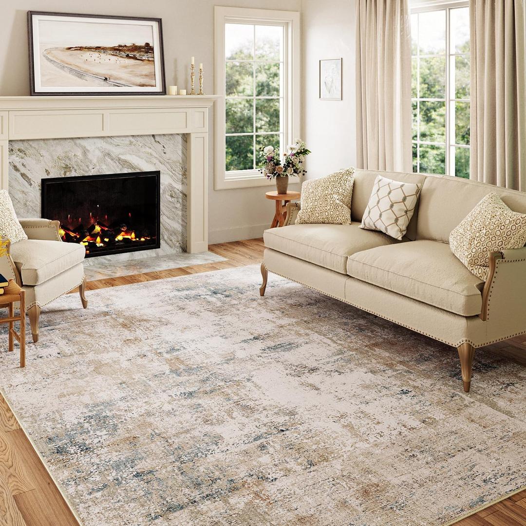 5x7 Beige Blue Abstract Area Rug
Washable, Non Slip, Soft Low Pile, Modern Neutral, for Living Room Bedroom Dining Room Indoor Home Decor