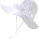Jastore Baby Girl Sun Hat with UPF 50+ Outdoor Toddler Adjustable Beach Hat with Wide Brim Bucket Hats (US, Age, 6 Months, 12 Months, White)