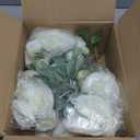 12 Bundles Peonies Artificial White Flowers Bouquet, Lifelike Silk Fake Peonies with Stems for Home Table Centerpieces, Wedding, Party & DIY Bridal Floral Arrangements (White)