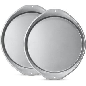 RavisingRidge Pizza Pan - 14 Inch Nonstick Pizza Pan for Oven with Widen Handles for Cooking, Baking, and Grilling - Durable, Even Heating, Long-Lasting Kitchen Cookware (2, Grey)