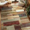 YIHOUSE Brown Area Rug 5x7, Farmhouse Rugs Washable,Vintage Burgundy Carpets for Bedroom,Burnt Orange Area Rug Non Slip,Geometric Boho Rug for Kitchen,Dining Room