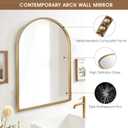 Arched Wall Mirror for Bathroom, 20"x30" Metal Beaded Frame Decorative Accent Mirror, Large Modern Distressed Hanging Wall Decor for Washroom, Bedroom, Living Room, Entryway, Antique Gold