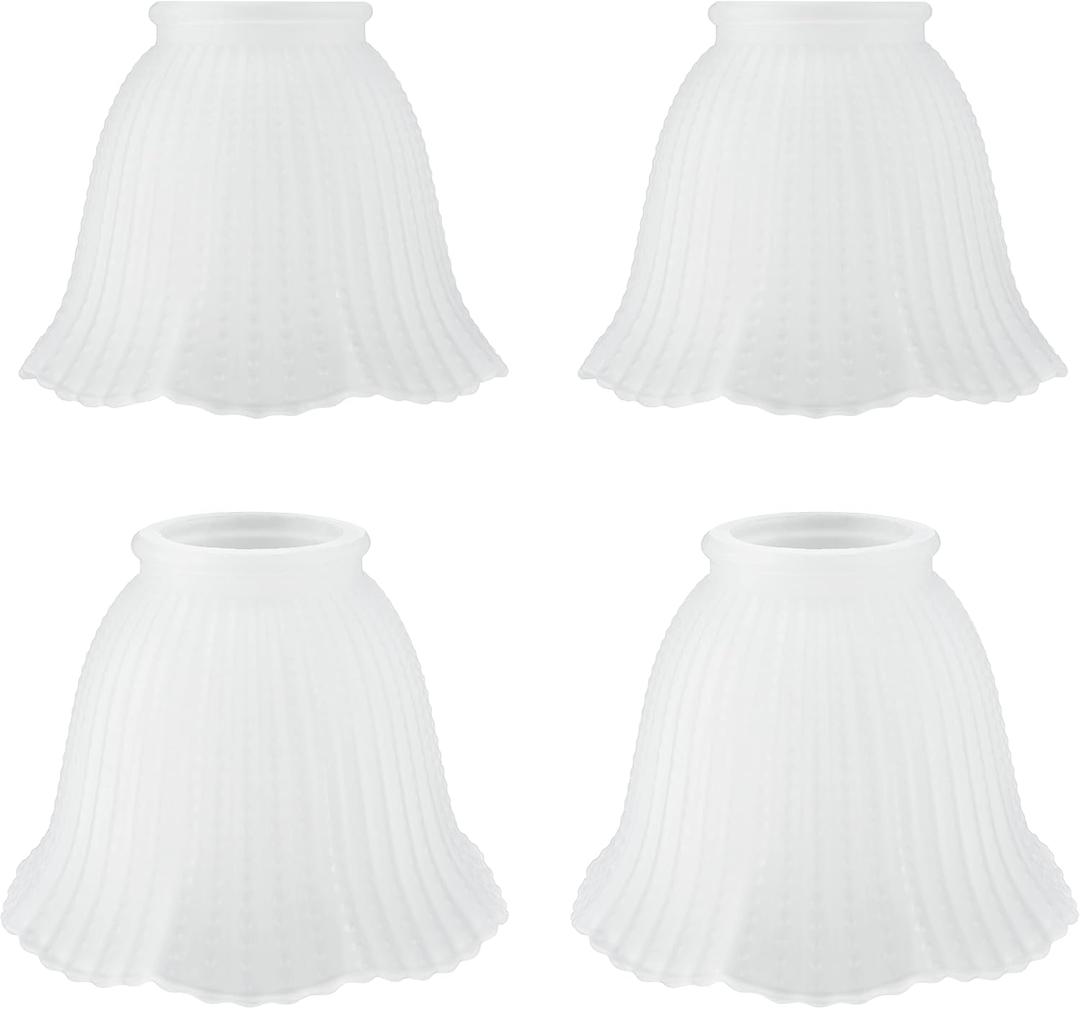 Aspen Creative 23165-4 Transitional Frosted Beaded Ceiling Fan Replacement Glass Shade, 2-1/4" Fitter, 4-3/4" Diameter x 3-3/4" Height, 4 Pack