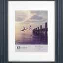 Malden International Designs 8x10 11x14 Rustic Blue Matted Picture Frame,2428-80