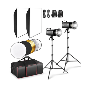 NEEWER S102-400W PRO Flash Lighting Kit (2 Pack) with 2X 2.4G Trigger, 2X Photography Light Stand, 2X Softbox, 5 in 1 Reflector, Bag, 400Ws GN62 5600K 30W LED Modeling Lamp Bowens Mount Silent Fan