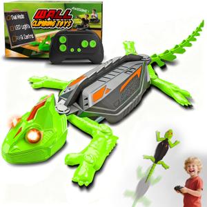 Wall Climbing RC Chameleon Toy for Kids, Rechargeable Remote Control Lizard Toy with LED Eyes, Dual Mode Floor & Wall Driving, Christmas Halloween Birthday Gift for Boys Girls Ages 3+ (Green)