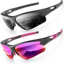 ANYLUV Sports Sunglasses for Men Women, Upgraded Lightweight Mens Polarized Sunglasses UV Protection for Outdoors (B02 Grey/Purplish Red)