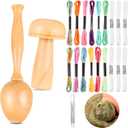 Crowye 2 Pcs Darning Supplies Kit Wooden Mushroom Darning Egg for Socks with Large Eye Needles Sewing Threads for Socks Clothes Adults DIY Home Sewing Care(Multicolor)