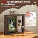 Dog Memorial Gifts for Loss of Dog Rotating Wooden 4x6 Picture Frame with Fur Keepsake Jar & Writable Name Card, Pet Remembrance Sympathy Gift for Dog & Cat Lovers (Brown)