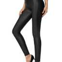 SANTINY Women's 25.5''/27'' Faux Leather Leggings Pants Stretch High Waisted Tights for Women, Size: X-Small (Black)