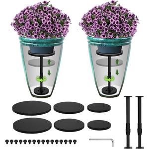 Adjustable Height Plant Risers for Pots Indoor & Outdoor 2 PCS , 12-21" Height, 6/8/10" Base - Iron Rise Plant Fillers Risers for Tall, Square, Round, Tapered Planters