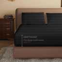 2-Pack 100% Egyptian Cotton Fitted Sheet TwinXL Size, 600 Thread Count Cotton Fitted Sheet Only,8-16" Deep Pocket Sheet, Soft & Elastic Sateen Weave Bottom Sheet (Black-Stripe)
