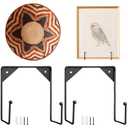 Gisafai 2 Pcs Large Wall Mounted Plate Stands for Display 7.87 x 7.87 Inches Decorative Picture Holder Metal Display Stand Versatile Plate Hanger Stand with Screws for Home Photo Frame(Black)