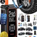 OlarHike Cordless Tire Inflator Portable Air Compressor, Dual Power Mode - 9000 mAh & 12V DC, Air Pump for Car Tires, Motorcycle, Bicycle, Electric Pump with LED Light & Digital Pressure Gauge (9000mAh (SUV&Pickup Truck))
