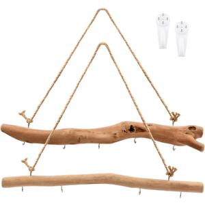 2Pcs 15.74 Inch Driftwood Decorative Branches with 5 Hooks, Rustic Wall Hanging Decor for Hanging Jewelry, Keys, Hats(COLOR:2Pcs)