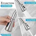 Kitchen Faucet with Pull Down Sprayer - Brushed Nickel Single Handle Kitchen Faucets, High Arc Stainless Steel Pull Out Kitchen Sink Faucet with Deck for RV Laundry Farmhouse