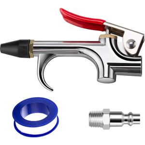 2-Way Connection Air Nozzle Blow Gun, Rubber Tip Air Nozzle with 1/4 in Standard Quick Fitting, Air Compressor Accessories Air Blower Gun for Air Inflation and Dedusting (4 Pcs Kit)