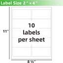 2 x VZCPYTPM 2x4 Shipping Labels Printable White, 250 Address Labels for Printer, Laser & Inkjet Compatible Customized Stickers, Blank Shipping Labels for Mailing, File Folders, Office & Home Organization