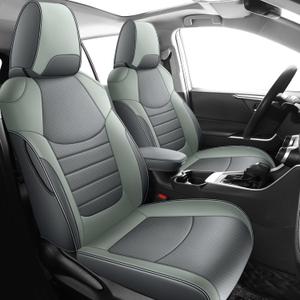 Red Rain Grey Leather Car Seat Cover Custom Fit for 2019-2025 Toyota RAV4 Hybrid Breathable Leather Interior Accessories (RAV4-Gray+Green-2019/2025) Red Rain Grey Leather Car Seat Cover Custom Fit for 2019-2025 Toyota RAV4 Hybrid Breathable Leather Interior Accessories (RAV4-Gray+Green-2019/2025)