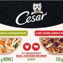 Cesar Wholesome Bowls Adult Wet Dog Food, Chicken, Carrots, Barley & Green Beans Recipe and Beef, Chicken, Purple Potatoes & Carrots Recipe Variety Pack, Wet Food for Dogs, 3 oz., 6 Count (EXP 08/12/27)