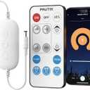 PAUTIX RF WiFi Smart Remote Dimmer for Single Color LED Strip Lights,Compatible with Alexa and Google,14-Key Wireless Remote,DC 12-24V Controller for 3528/2835/5050/COB LED Strip Light (One Port)
