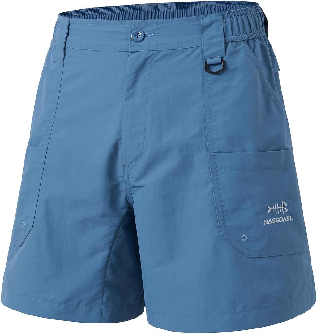 BASSDASH Men's Fishing Shorts UPF 50+ Water Resistant Quick Dry Hiking Cargo Shorts with Multi Pocket (Blue, S)