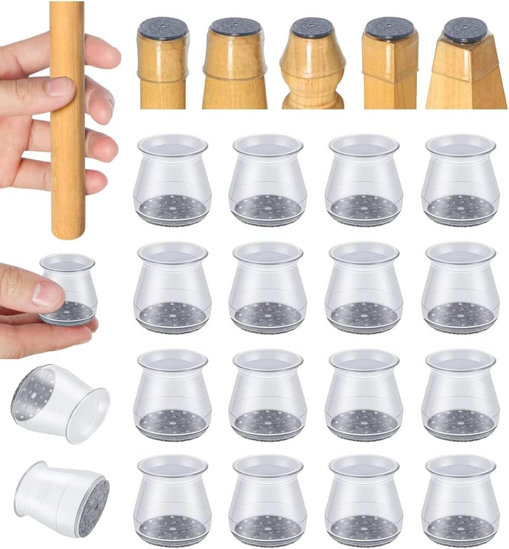 Set of 16 Chair Leg Protectors for Hardwood Floors, Silicone Felt Furniture Leg Cover Pad for Protecting Floors from Scratches and Noise, Smooth MovingSmall(Fit Round Diameter5/16" to 1-5/16")
