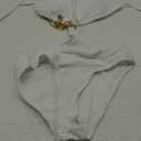 OYOANGLE Women's Chain Linked Cut Out Halter One Piece Swimsuit Tummy Control Bathing Suit (Medium, White)